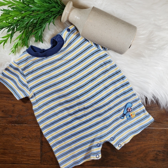 🌿5/$25 Tykes Blue Stripe Romper | s 3-6m - Picture 1 of 6